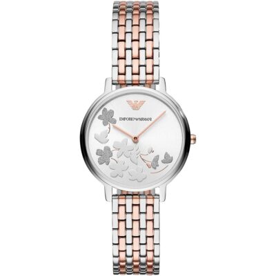 Emporio Armani Ladies Silver Rose Gold Watch - AR11113